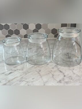 3 Glass Apothecary Jars with Lids, Clear Glass Storage Canisters